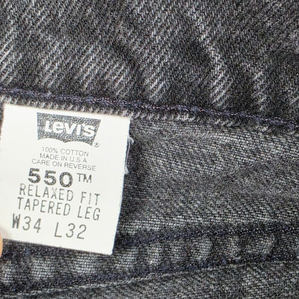 Vintage Levis 550 Orange Tab Black Jeans Mens 34x32 Made in USA Relaxed Tapered - Picture 5 of 15